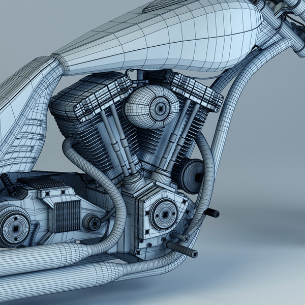 custom chopper 3d max - Custom Chopper by platinum3dmodels